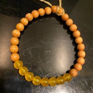 Sandalwood Yellow Jade Crystal Bead Bracelet